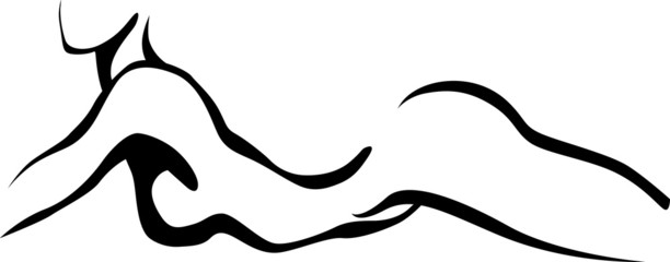 Sketch of lying woman