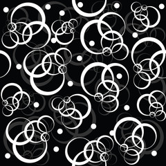 Fototapeta premium Patterm with white circles on black background