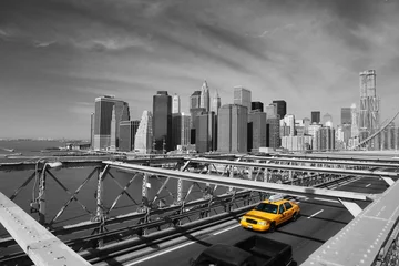 Foto auf Acrylglas New York TAXI Brooklyn Bridge Taxi, New York