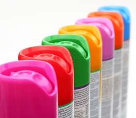 Multicolored aerosol cans
