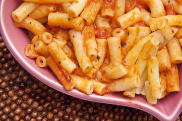 Pasta in Heart Shaped Bowl