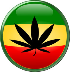 Round Rasta n Cannabis Leaf Button