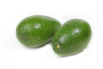 Green avocado isolated on white