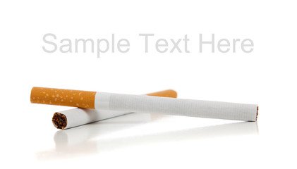 Cigarettes on a white background with copy space