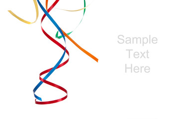 colored streamers on a white background with copy space