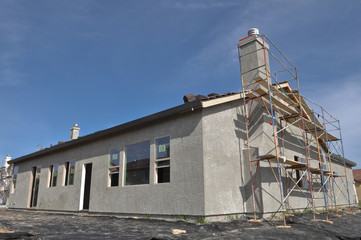 Fototapeta na wymiar Wide Angle New Home Under Construction