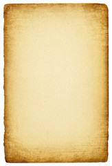 Sheet of paper with an old ragged edges, isolated on white backg