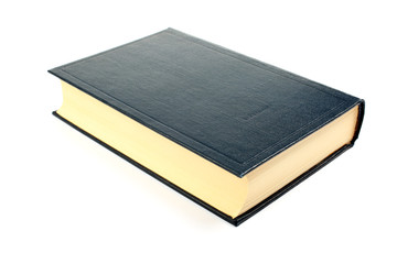 Old book with yellowed pages isolated on white.