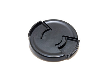 black lens cap isolated on white
