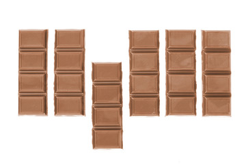 chocolate bars isolated on white background