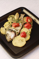 orata ak forno con pomodori e patate