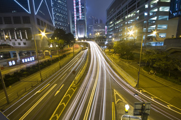 traffic through downtown in HongKong.