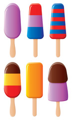 vector various fruit and chocolate popsicles