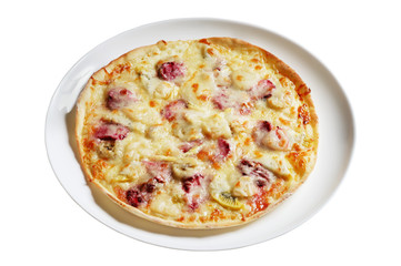 Fruit pizza isolated on white background