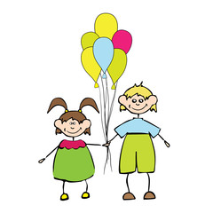 happy kids with balloon