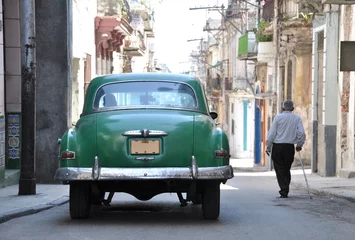Deurstickers Cubaanse oldtimers twee klassieke auto& 39 s