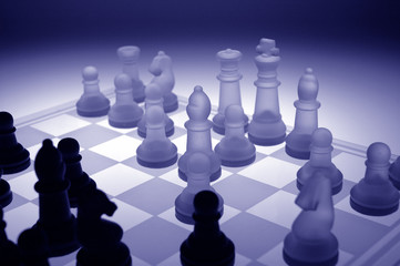 Schachspiel blau
