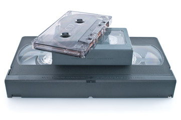 Compact videocassette, VHS and audio cassette