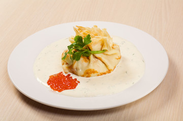 pancakes with  red caviar