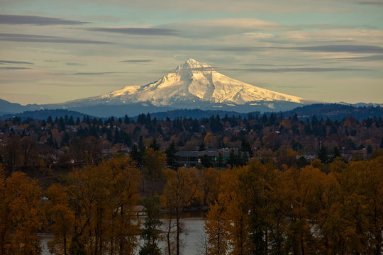 Viw Of Mt. Hood From Portland, Oregon