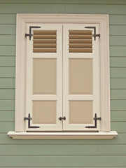 White window, closed with shutters