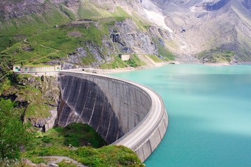 Concrete dam wall of Kaprun power plant, Salzburg Alps, Austria - Powered by Adobe