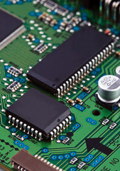 Microchips on circuit board