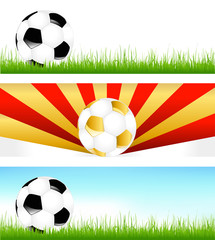 Naklejka premium Banners With Soccer Balls