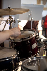 Playing drums
