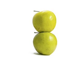 green apples on white background