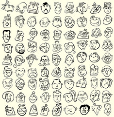 Face caricature vector cartoon collection