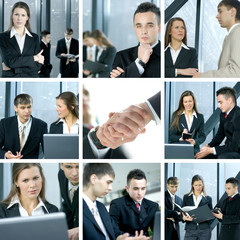 Collage of different business images with young people