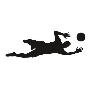black silhouette goalkeeper diving for ball clip art preview
