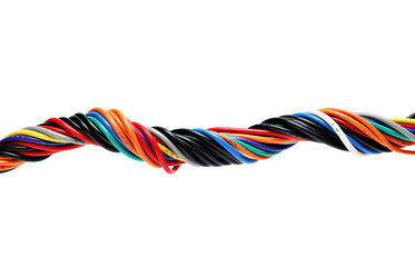 Multicolored cable isolated on white