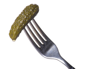 cucumber on fork close up