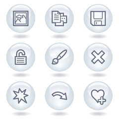 Image viewer web icons set 2, white circle buttons