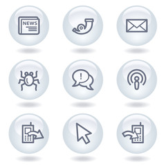 Internet web icons set 2, white circle buttons