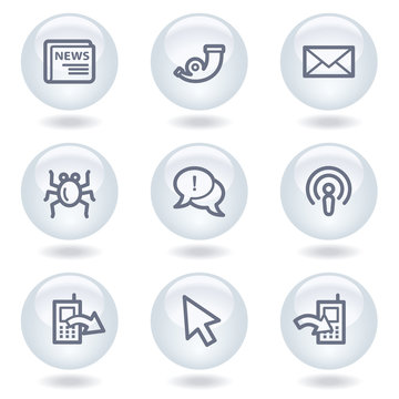 Internet web icons set 2, white circle buttons