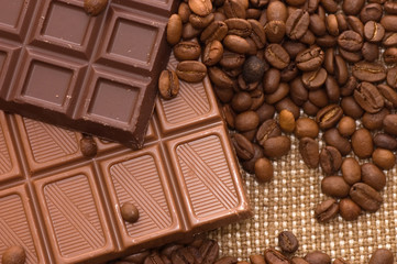Fragrant coffee in a combination to chocolate