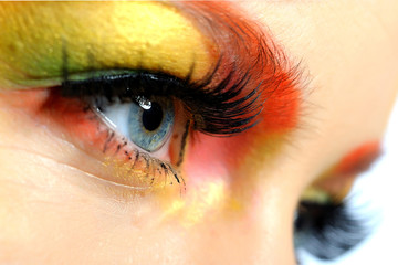 Close-up portrait of summer fashion creative eye make-up