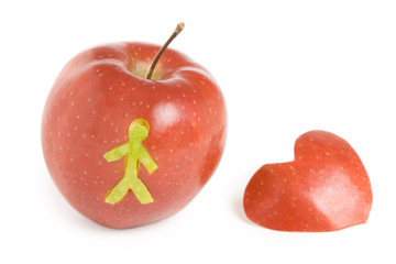Red aplle with heart