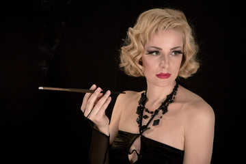 Blonde with a cigarette
