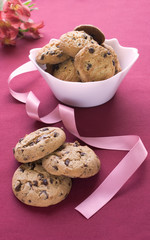 Delicious chocolate cookies on a white plate