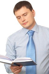 man reading a book