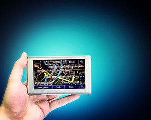 Gps in a man hand.