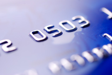 closeup of blue credit card