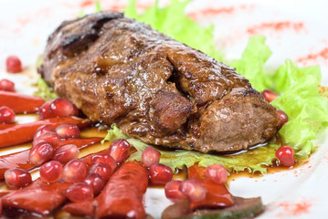 beef steak with pomegranate