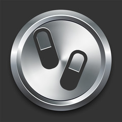 Pills Icon on Metal Internet Button