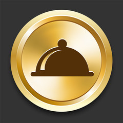 Fototapeta premium Dinner Platter on Golden Internet Button