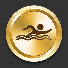 Swimming on Golden Internet Button